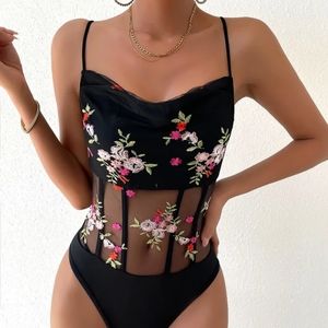 Stretchy floral bodysuit
